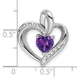 14k White Gold Amethyst and Diamond Heart Pendant