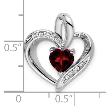 10k White Gold Garnet and Diamond Heart Pendant - Birthstone Company