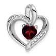 10k White Gold Garnet and Diamond Heart Pendant - Birthstone Company