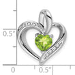 10k White Gold Peridot and Diamond Heart Pendant