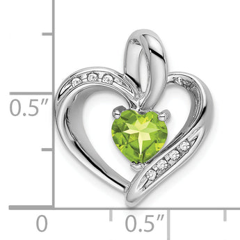 10k White Gold Peridot and Diamond Heart Pendant