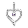 14k White Gold Amethyst and Diamond Heart Pendant