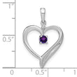 14k White Gold Amethyst and Diamond Heart Pendant