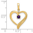14k Amethyst and Diamond Heart Pendant