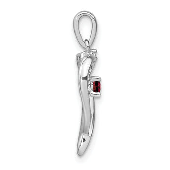 14k White Gold Garnet and Diamond Heart Pendant