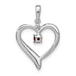 14k White Gold Garnet and Diamond Heart Pendant