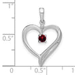 14k White Gold Garnet and Diamond Heart Pendant - Birthstone Company