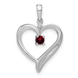 14k White Gold Garnet and Diamond Heart Pendant - Birthstone Company
