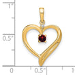 14k Garnet and Diamond Heart Pendant - Birthstone Company