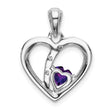 14k White Gold Amethyst and Diamond Heart Pendant