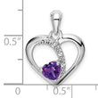 14k White Gold Amethyst and Diamond Heart Pendant