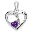14k White Gold Amethyst and Diamond Heart Pendant