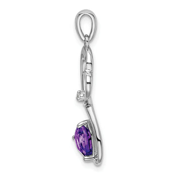 14k White Gold Amethyst and Diamond Heart Pendant