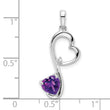 14k White Gold Amethyst and Diamond Heart Pendant