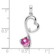 14k White Gold Created Pink Sapphire and Diamond Heart Pendant