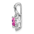 14k White Gold Creat. Pink Sapphire/White Topaz Halo Heart Pendant