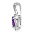 14k White Gold Amethyst and Diamond Halo Heart Pendant
