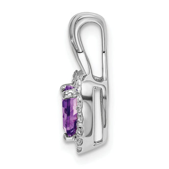 14k White Gold Amethyst and Diamond Halo Heart Pendant