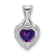14k White Gold Amethyst and Diamond Halo Heart Pendant