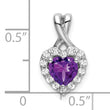 14k White Gold Amethyst and Diamond Halo Heart Pendant