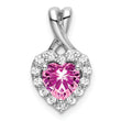 14K White Gold Lab Grown Diamond and Cr Pink Sapphire Heart Pendant