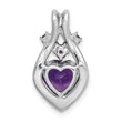 14k White Gold Amethyst Heart Pendant