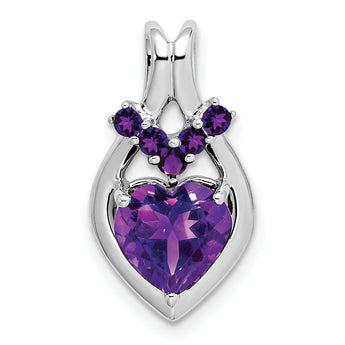 14k White Gold Amethyst Heart Pendant