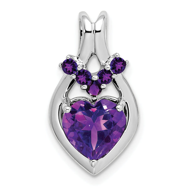 14k White Gold Amethyst Heart Pendant