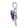 14k White Gold Amethyst and Diamond Heart Pendant