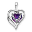 14k White Gold Amethyst and Diamond Heart Pendant