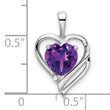 14k White Gold Amethyst and Diamond Heart Pendant
