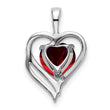 14k White Gold Garnet and Diamond Heart Pendant - Birthstone Company