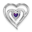 14k White Gold Amethyst and Diamond Heart Pendant