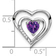 14k White Gold Amethyst and Diamond Heart Pendant