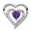14k White Gold Amethyst and Diamond Heart Pendant