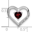 14k White Gold Garnet and Diamond Heart Pendant - Birthstone Company