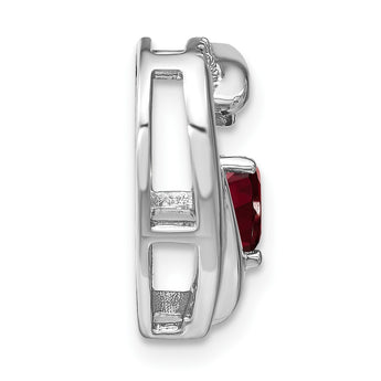 Sterling Silver Rhodium-plated Garnet and Diamond Pendant - Birthstone Company
