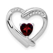 Sterling Silver Rhodium-plated Garnet and Diamond Pendant - Birthstone Company