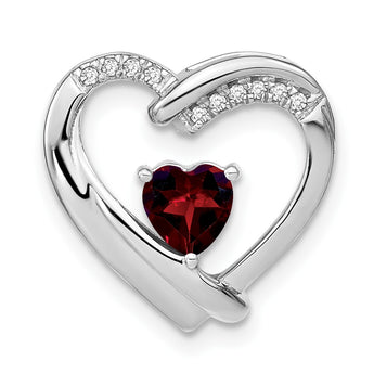 Sterling Silver Rhodium-plated Garnet and Diamond Pendant - Birthstone Company