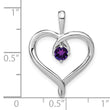 14k White Gold Amethyst Heart Pendant