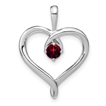14k White Gold Garnet Heart Pendant - Birthstone Company