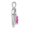 Sterling Silver Rhod-plated Created Pink Sapphire/Diamond Pendant