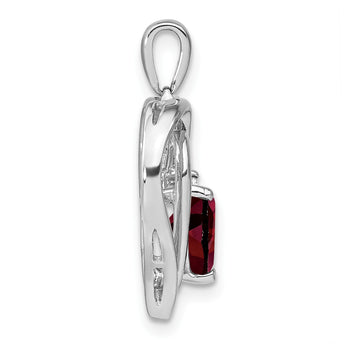 Sterling Silver Rhodium-plated Garnet and Diamond Pendant - Birthstone Company