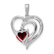Sterling Silver Rhodium-plated Garnet and Diamond Pendant - Birthstone Company