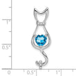 10k White Gold Blue Topaz and Diamond Cat Pendant
