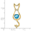 10k Blue Topaz and Diamond Cat Pendant