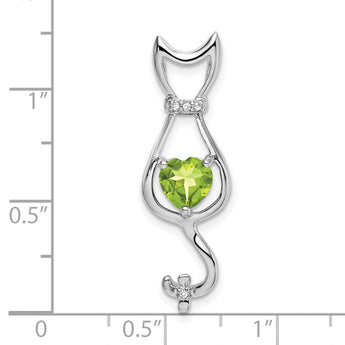 10k White Gold Peridot and Diamond Cat Pendant