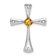 10k White Gold Citrine and Diamond Cross Pendant
