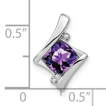10k White Gold Amethyst and Diamond Pendant