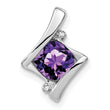 10k White Gold Amethyst and Diamond Pendant